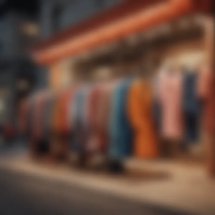 A colorful display of J.Crew clothing with promotional tags