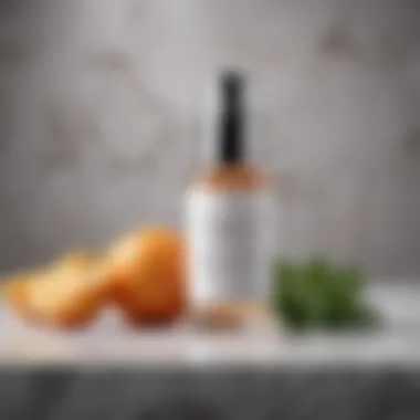 Key skincare ingredients displayed on a marble surface