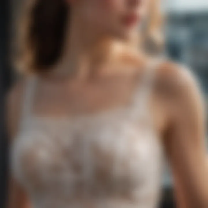 Intricate lace detailing on a camisole