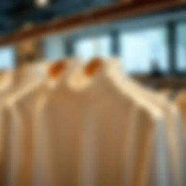 Stylish Display of Turtleneck Shirts A stylish turtleneck shirt displayed on a wooden hanger