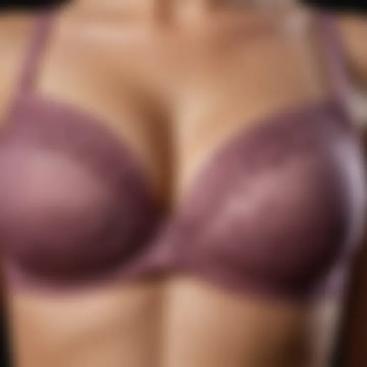 Close-up of fabric textures used in bras for larger busts, highlighting comfort and quality.