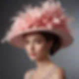 Elegant large fascinator hat adorned with feathers and flowers