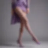 Elegant lavender fishnet tights paired with a chic outfit
