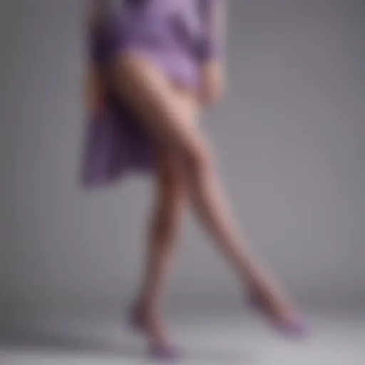 Elegant lavender fishnet tights paired with a chic outfit