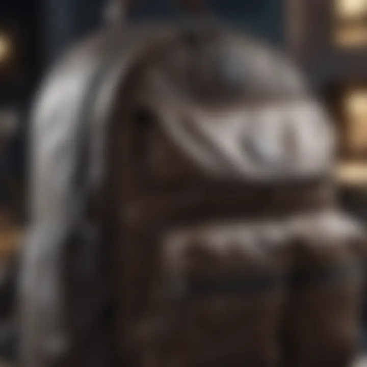 A close-up of backpack materials showcasing durability and style