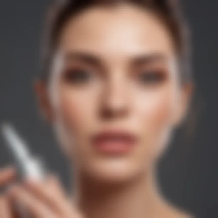 Illustration of a satisfied user applying L'Oreal Revitalift Serum.