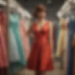 A shopper examining a stylish dress on the ModCloth website during a sale