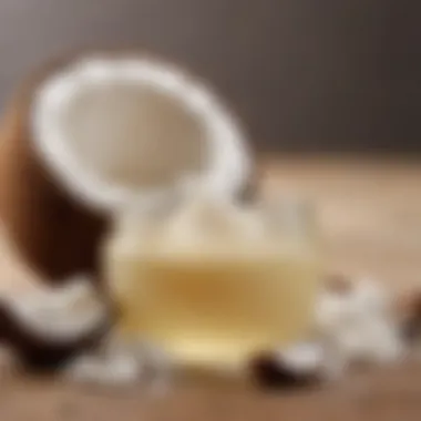 Close-up of a natural ingredient such as coconut oil or shea butter