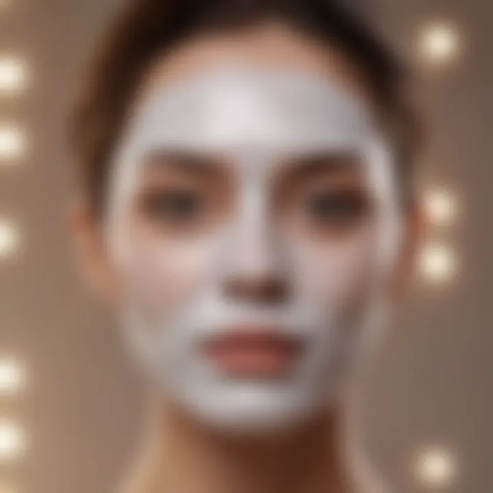 A serene setting showcasing a person applying a face mask made from natural ingredients