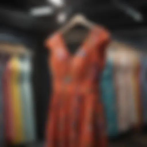 A vibrant summer dress collection displayed in a boutique