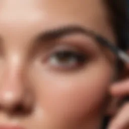 A close-up of a hand applying waterproof eyebrow gel