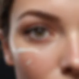 Close-up of rejuvenating eye cream application