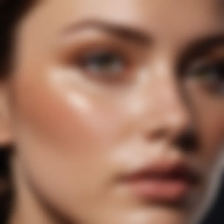 Close-up of foundation blending technique