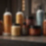 A selection of high-quality natural hair moisturizers displayed elegantly.