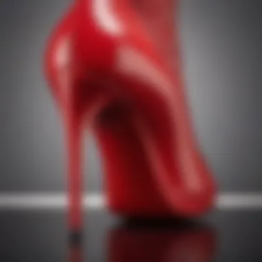 A close-up of the iconic red sole of Louboutin heels