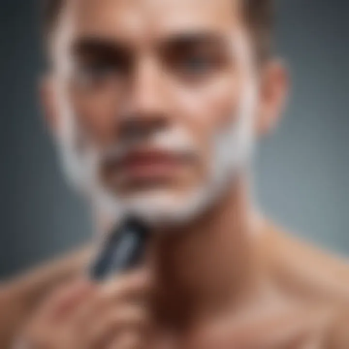 A soothing post-shave lotion being applied, highlighting aftercare importance