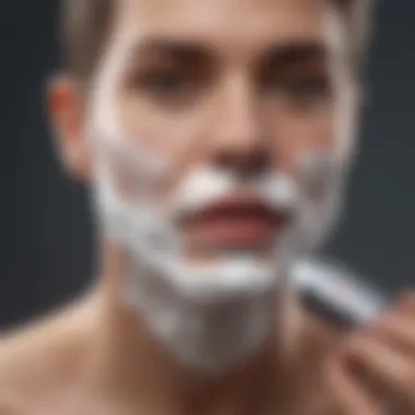 A person applying shaving cream in a delicate manner to ensure a smooth shave