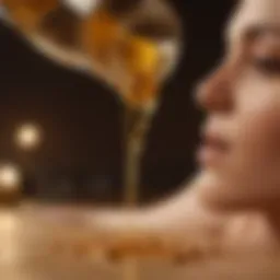Close-up of argan oil being poured