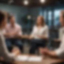 A strategic meeting between executives at Stitch Fix analyzing market trends.