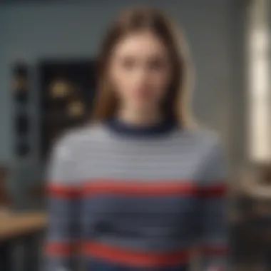 Chic Styling with the Striped Breton Top A model displaying a chic outfit featuring a striped Breton top