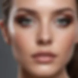 Elegant application of cream silver eyeshadow on a model's eyelids