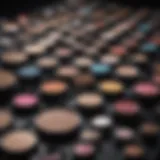 Colorful array of makeup products laid out for selection