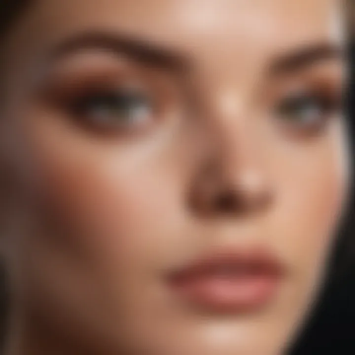 Close-up of a perfectly blended foundation on a flawless complexion