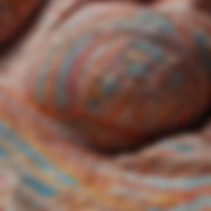 Close-up of fabric patterns and textures used in bikini design.