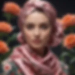 Elegant wrap showcasing a floral head scarf