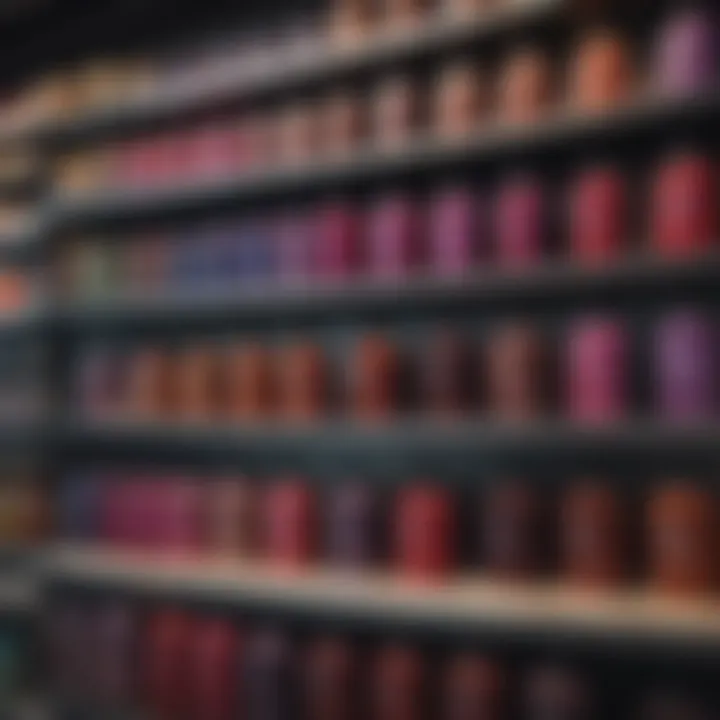 Variety of color shampoos for brunettes on display