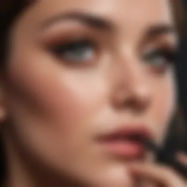 Woman applying mascara with a focus on technique