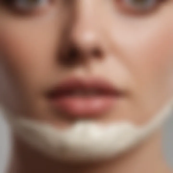 Close-up of cream texture and application