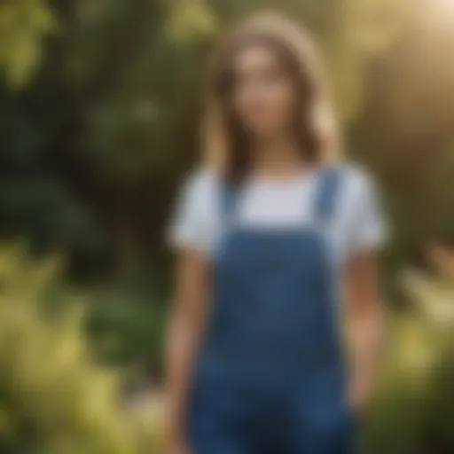 Stylish summer overalls in a sunny outdoor setting
