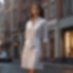 Elegant cotton shirt dress displayed in a chic urban setting