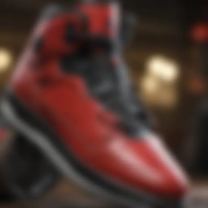 A close-up of the unique detailing of a Jordan shoe.