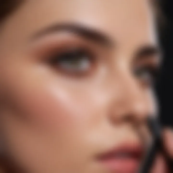 Close-up of applying eyeshadow pencil on eyelids