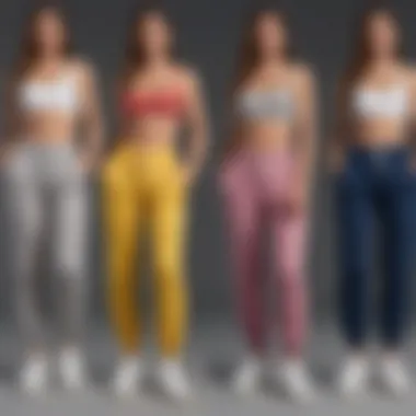 A stylish collection of sweat pants showcasing various colors and styles.