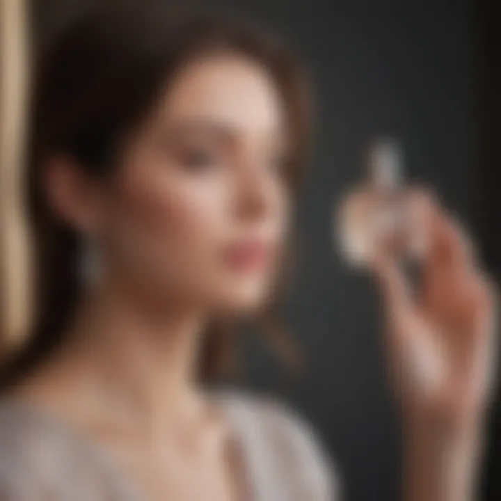 Woman applying perfume before stepping out