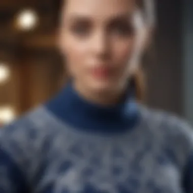 Close-up of intricate knit patterns on stylish ladies sweaters