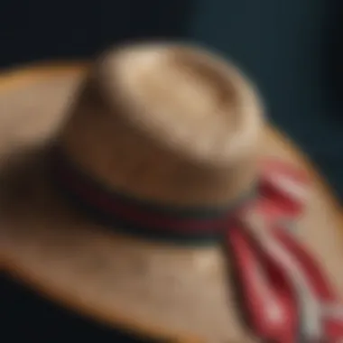 Exquisite Fabric Details of Gucci Hat Close-up of the exquisite fabric and design details of the Gucci hat
