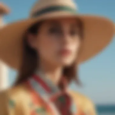 Stylish Ensemble with Gucci Floppy Beach Hat A stylish ensemble featuring the Gucci floppy beach hat paired with summer attire