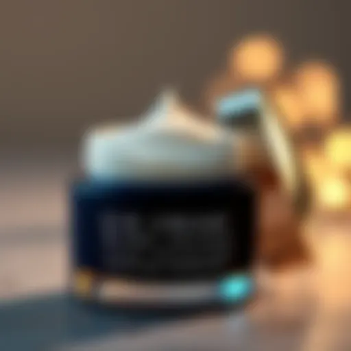 A close-up of a luxurious eye cream jar with retinol and collagen