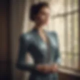 Elegant classic dress with long sleeves in a vintage setting