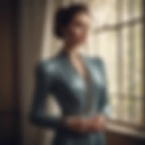 Elegant classic dress with long sleeves in a vintage setting