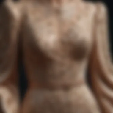 Textures That Tell a Story Close-up of rich fabric textures used in classic dresses with sleeves