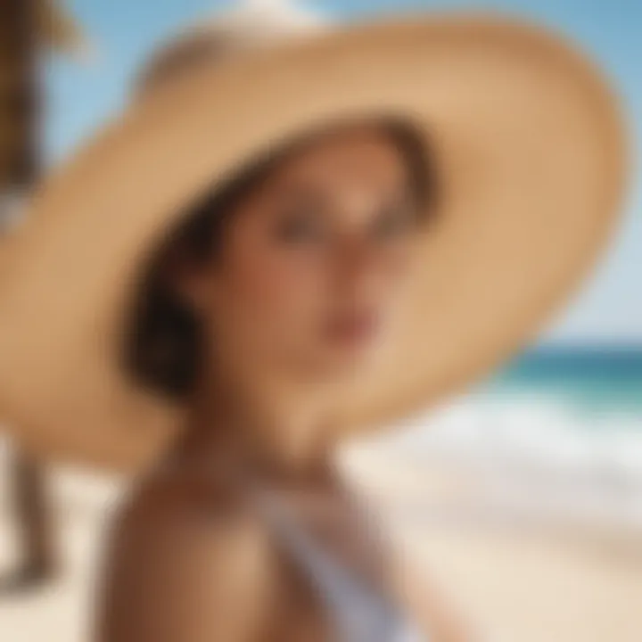 Luxurious big hat paired with beach attire