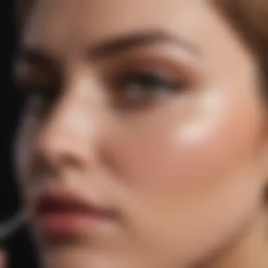 Close-up of beautician applying makeup