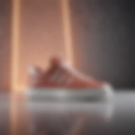 A stylish sneaker displayed on a minimalist background