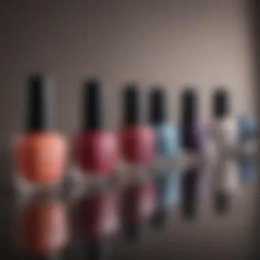 A variety of trendy nail polish bottles arranged aesthetically, highlighting popular shades.