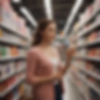 A shopper analyzing coupons and products at Ulta